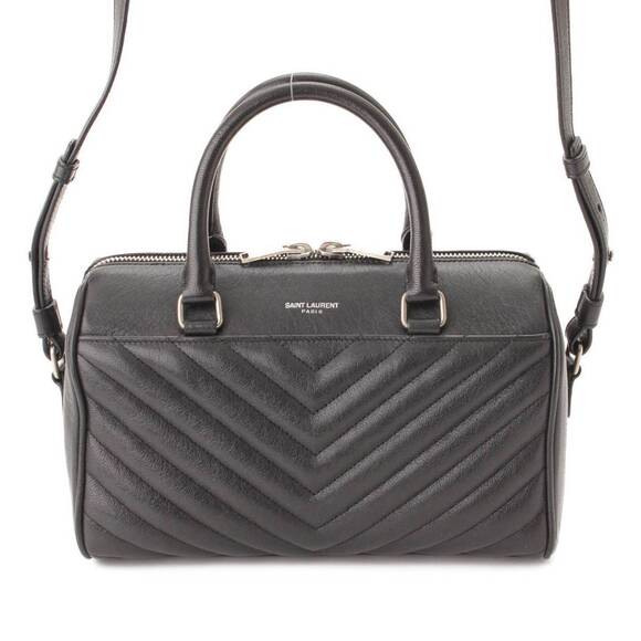 Saint Laurent Handbags - Saint Laurent Baby Duffle Leather Handbag V Stitch Black